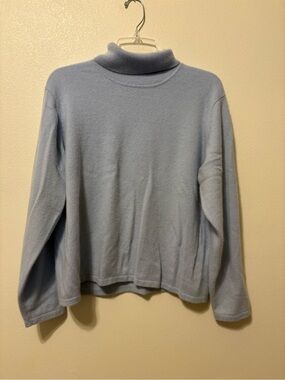 Vintage Orvis Pale Blue Turtleneck Sweater tag says XL but more like a L